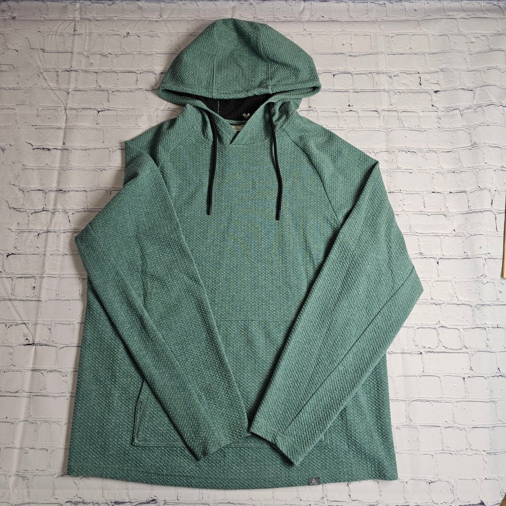 Ascend Mens Textured Waffle Knit Hoodie Organic Cotton‎ Green Large BPS